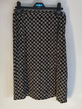 next Black and Cream / Off White Patterned Midi Skirt